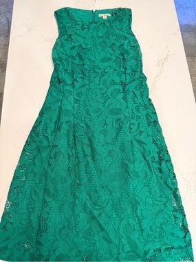 New York & Company Teal Lace Fit-and-Flare Mini Dress